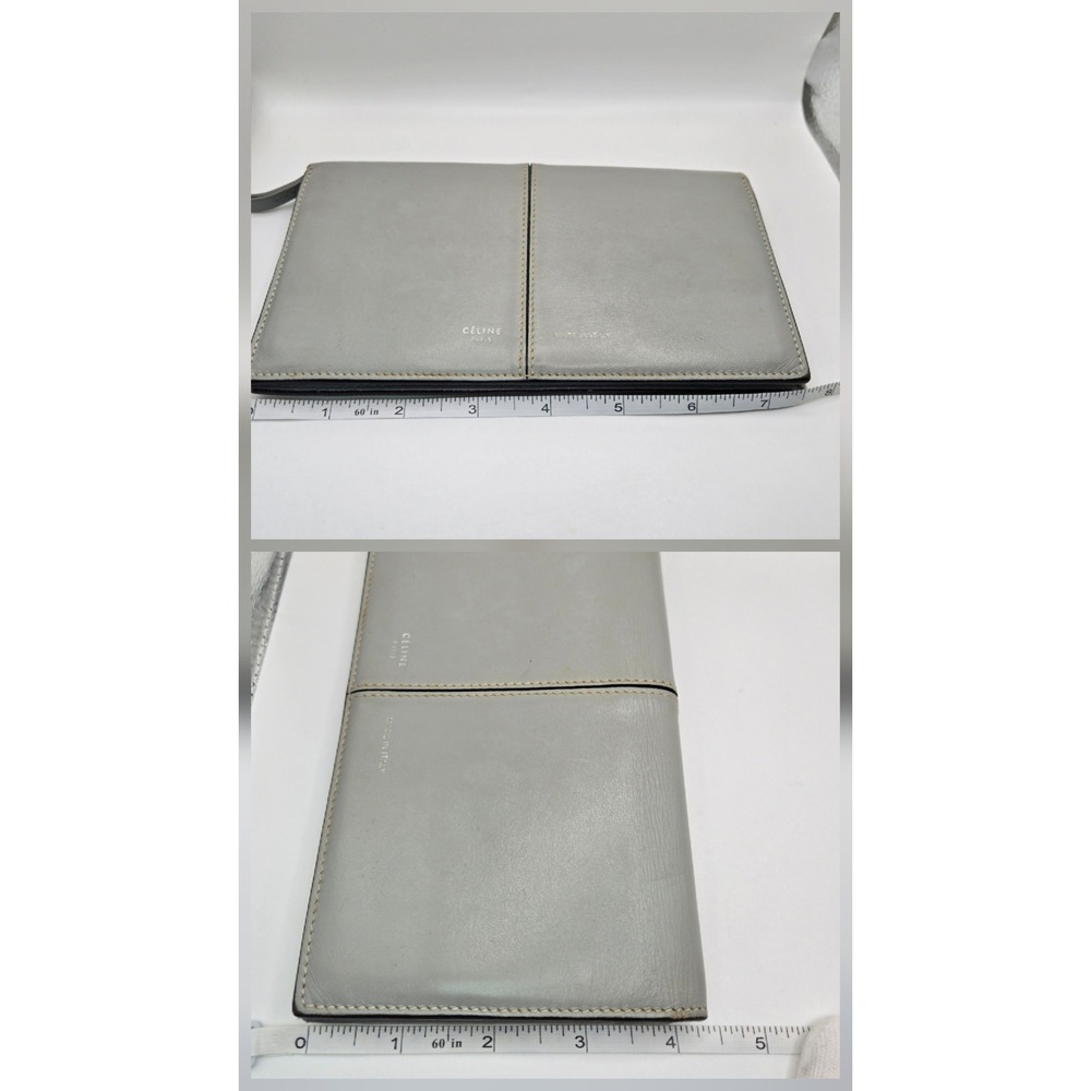 Celine Paris Grey Leather Bifold Long Wallet Made in Italy Suede Lining - Picture 12 of 12